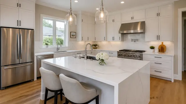Luxury white island kitchen